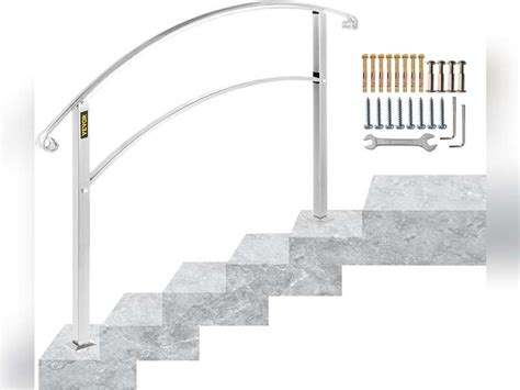 Happybuy Handrails For Outdoor Steps Fit 1 Or 5 Steps Outdoor Stair Railing White Wrought Iron