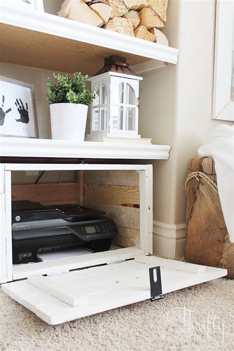 How big is a desk with a printer? DIY Hidden Printer Storage Cabinet | Printer storage, Home ...