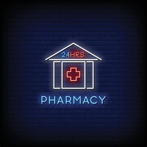 Pharmacy 24 hours Neon Signs Style Text Vector 2185783 Vector Art at