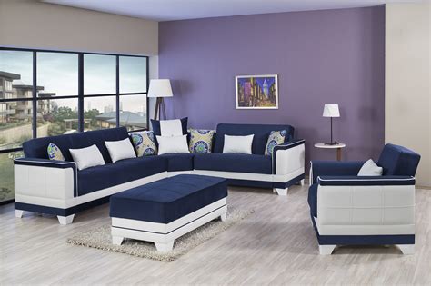 Sectional sofas are a popular choice for larger living spaces, as they provide more seating and can often be arranged in different configurations. Four Seasons Riva Dark Blue Sectional Sofa by Casamode