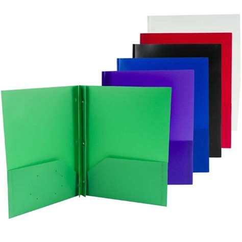 2 Pocket Poly Folder W Prong Assorted Colors Crown Office Supplies