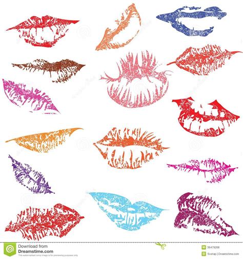 Set Of Glossy Lips In Tender Kiss Stock Vector Illustration Of