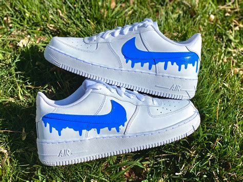 Custom True Blue Nike Drip Air Force Ones Custom Af1 Etsy