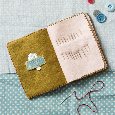 Hand Embroidered Felt Needle Book Kit Stitched Modern