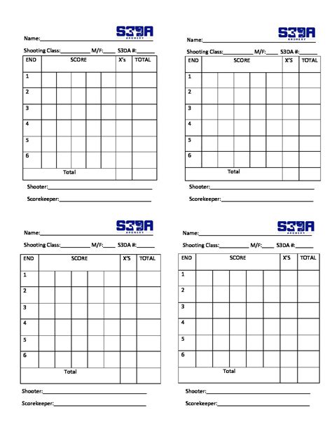 S3da Indoor Scorecards S3da