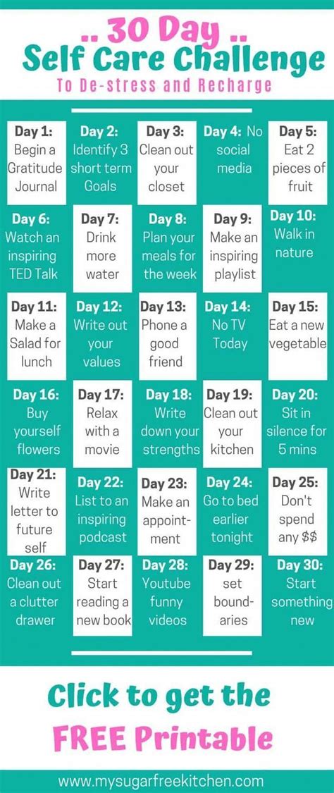 Get Started with the 30 Day Self Care Challenge (with Free Printable