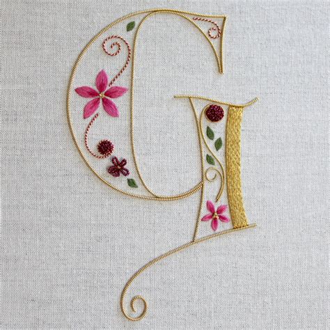 Monogram Silk And Goldwork Embroidery Kit Laurelin