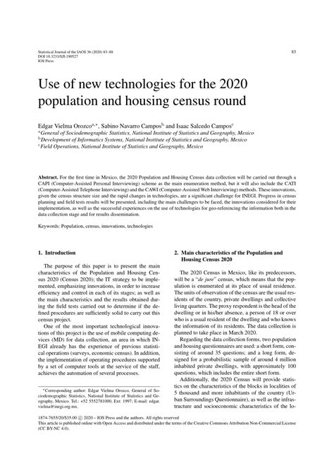 Pdf Use Of New Technologies For The 2020 Population And Housing
