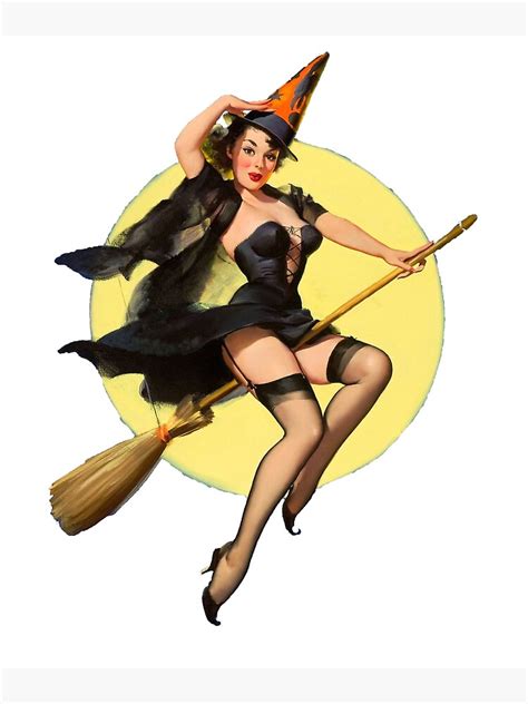 witch pinup girl halloween vintage pin up poster for sale by argosdesigns redbubble