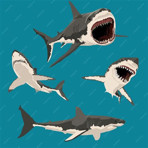 Premium Vector Shark Vector Illustration Set