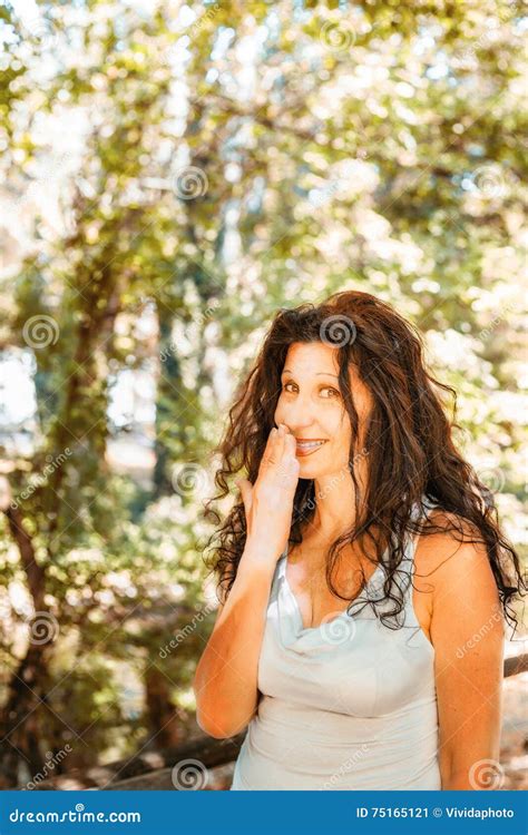 Busty Classy Mature Woman Covering Her Mouth Stock Image Image Of Mature Hand 75165121