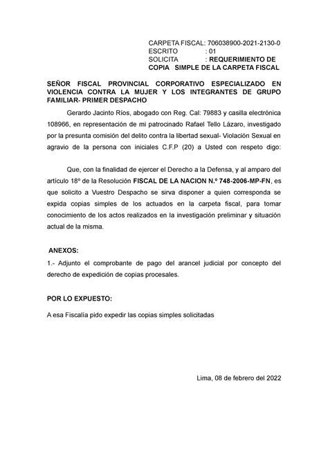 Total Imagen Modelo De Escrito Solicitando Designacion De Perito