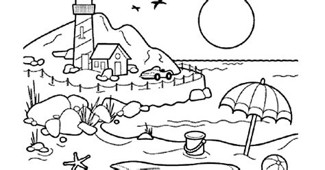 52+ Gambar Untuk Mewarnai Pemandangan Pantai, Terbaru!