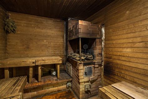 Standard Design Classic Wooden Russian Bath Sauna Interior With Hot