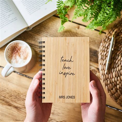 Personalised Teacher Wooden Notebook Edge Inspired