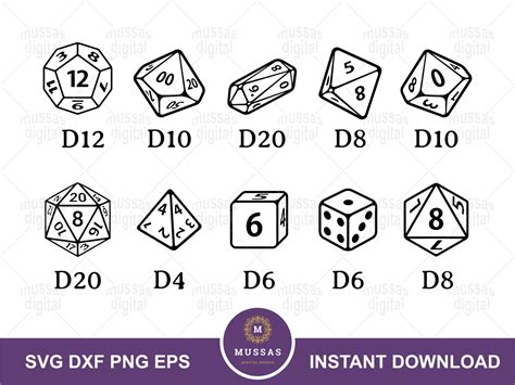 Dnd Dice Svg Dungeons And Dragons D20 Dice Bundle Png Eps Dxf Vectorency