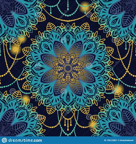 Seamless Pattern With Madala Ornament Stock Vector Illustration Of Nature Mandala 156122801