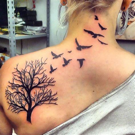 Tree With Birds Tattoo Tree Tattoo Back Black Bird Tattoo Bird