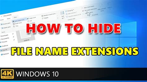 How To Hide File Name Extensions In Windows 10 Youtube