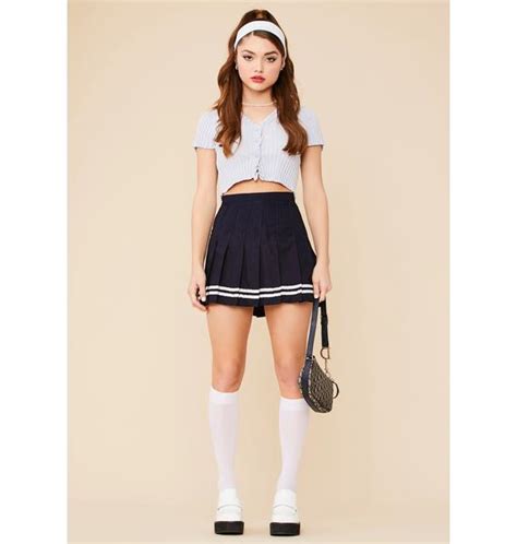 pleated mini tennis skirt navy blue dolls kill