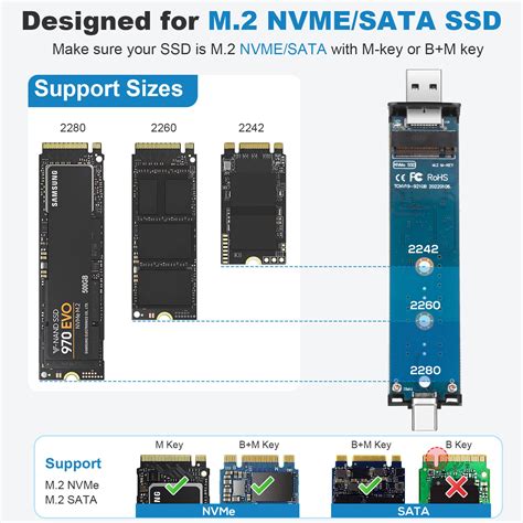 M 2 NGFF NVMe SATA SSD To USB 3 2 External Case Hard Drive Enclosure