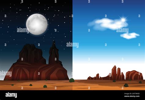 Desert Day And Night Scene Stock Vector Image And Art Alamy