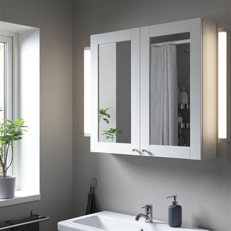 Enhet Mirror Cabinet With 2 Doors Whitewhite Frame 80x17x75 Cm Ikea