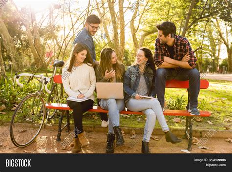 Group Friends Park Image And Photo Free Trial Bigstock