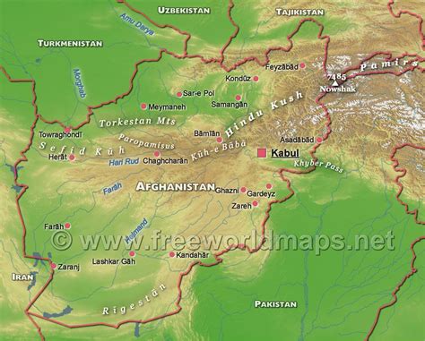 Afghanistan Physical Map