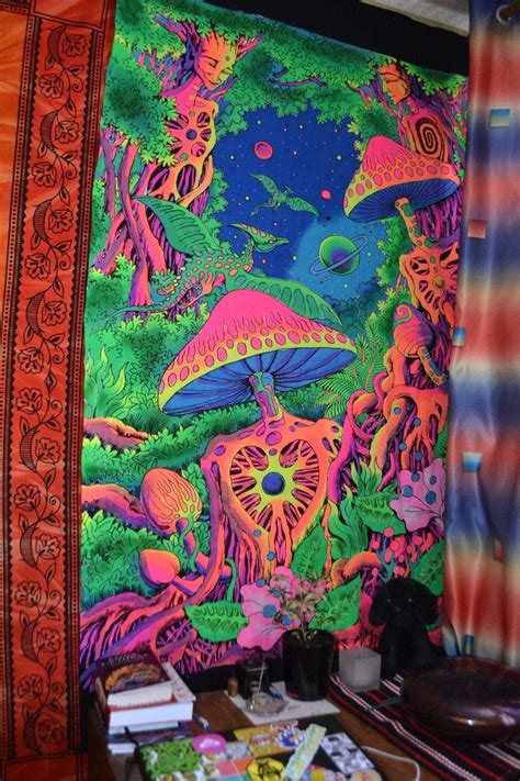 Psychedelic Tapestry Psy Shroom Trippy Wall Art Etsy