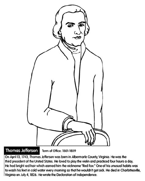 Printable easy thomas coloring pages. U.S. President Thomas Jefferson Coloring Page | crayola.com
