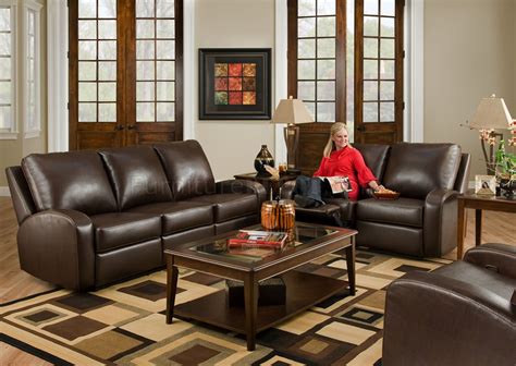 Mahogany Bonded Leather Double Reclining Sofa And Loveseat Set