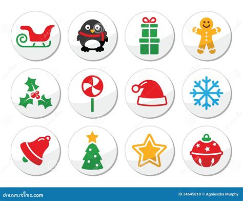 Christmas Round Icons Set Royalty Free Stock Photos Image 34645818