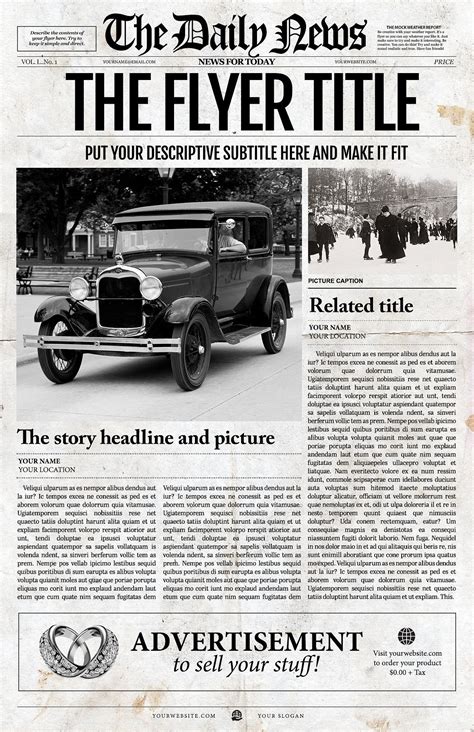 1 Page Newspaper Template Ai ~ Flyer Templates ~ Creative Market