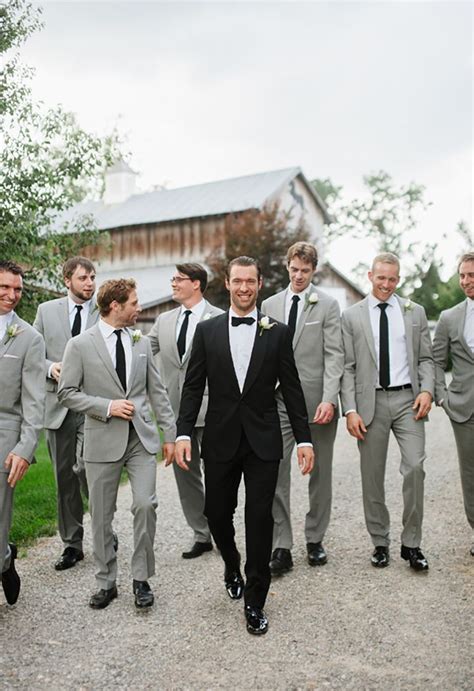 Distinctive Grooms That Stand Out From Their Groomsmen Groomsmen Grey Gray Groomsmen Suits