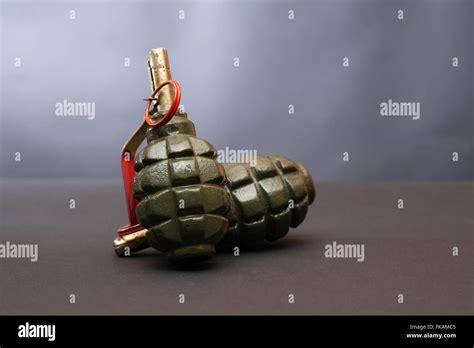 World War Ii Soviet Equipment Hand Grenades On Dark Background Stock