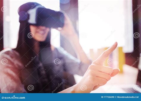Woman Using Virtual Reality Headset Stock Photo Image Of Front Game
