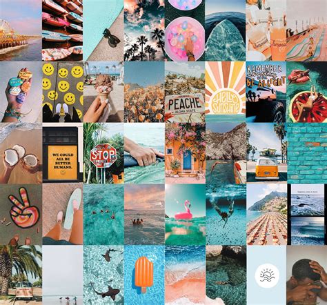 Beachy Summer Boho Wall Collage Kit Etsy Paredes De Collage