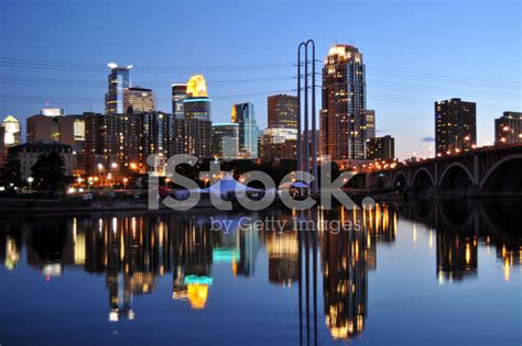 Minneapolis Skyline At Night Stock Photo Royalty Free Freeimages