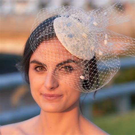 White Veil Fascinator Small Veiled Bridal Fascinator Bridal