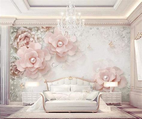 3d Modern European Style Beautiful Pink Pearl Flower Living Room Tv