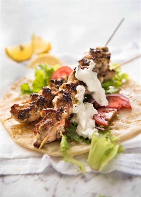 Chicken Souvlaki Made With Chicken Marinated In Lemon Garlic And