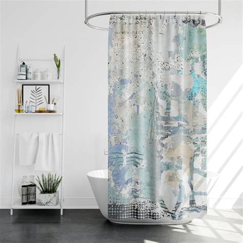 Blue On Blue Designer Shower Curtain Long Abstract Art Etsyde