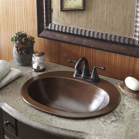 S j p o n 3 0 s o i 7 r e i d q i 0 d q granite counter top w/porcelain sink 8 faucet spacing. Copper Bathroom Sink Bath Vanity Hammered Finish Oval Bowl ...