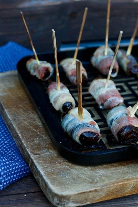 Datteln im Speckmantel Rezept für Grill Backofen Pfanne