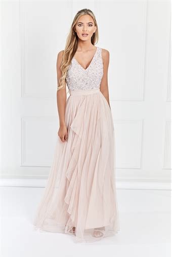 Elegant bridesmaid dresses uk and cheap maid dress outlet online to save budget and make you look stylish! Sistaglam Yasmin Blush Sequin Detailed v neck top Tiered ...