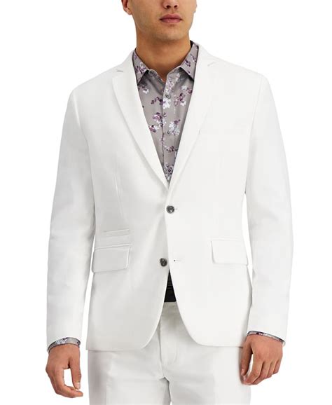 inc international concepts inc men s slim fit stretch white solid suit jacket created for macy