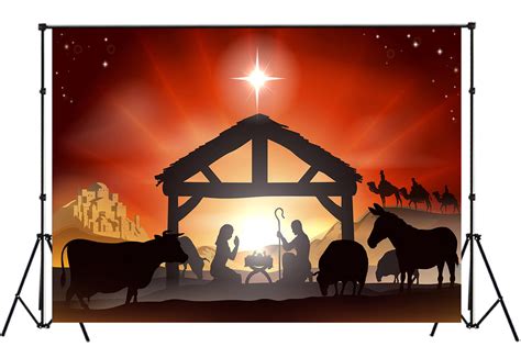 Holy Night Star Jesus Nativity Manger 10x8ft Vinyl Studio Backdrop