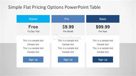 Flat Web Pricing Options Powerpoint Table Slidemodel