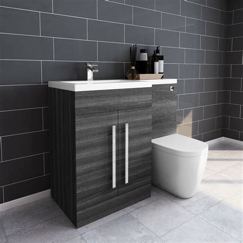 Bathroom Lh And Rh Combination Toilet Vanity Unit And Basin White Oak